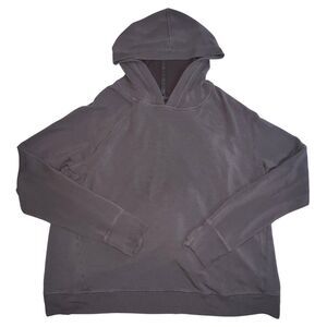 Athleta Hoodie Womens Large Gray Cross Back Thumb Holes Athleisure Sweatshirt